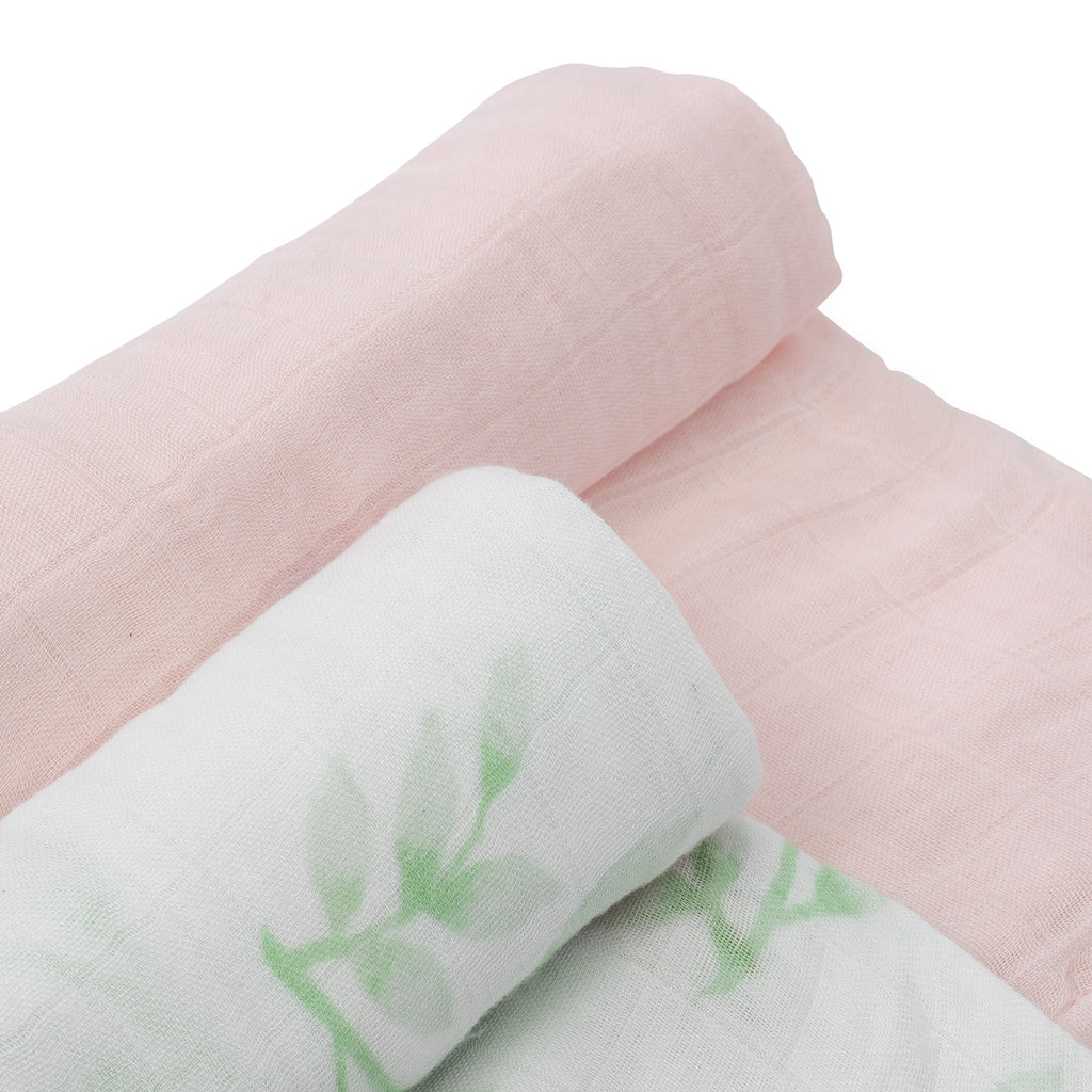 Little Unicorn Deluxe Muslin Swaddle 2 Pack Set Blush Peony Age 0+ Girl