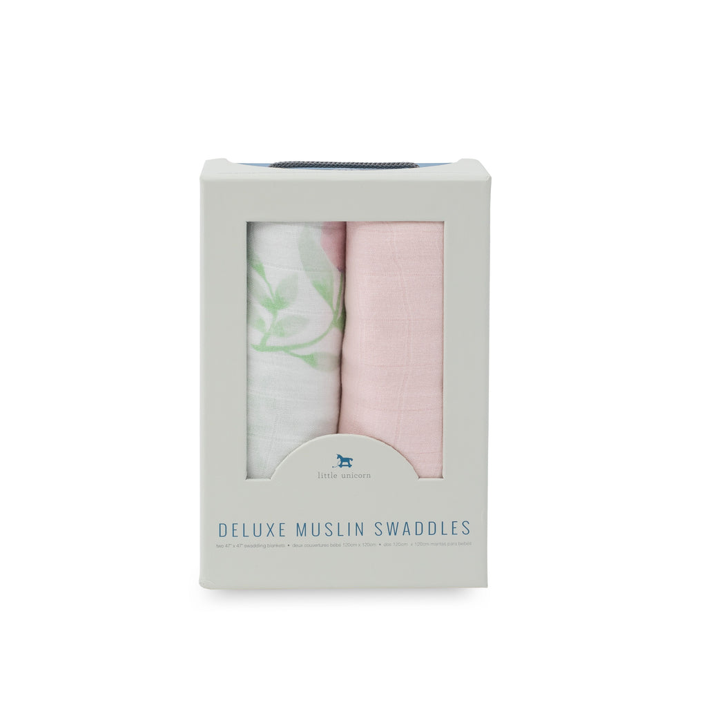Little Unicorn Deluxe Muslin Swaddle 2 Pack Set Blush Peony Age 0+ Girl