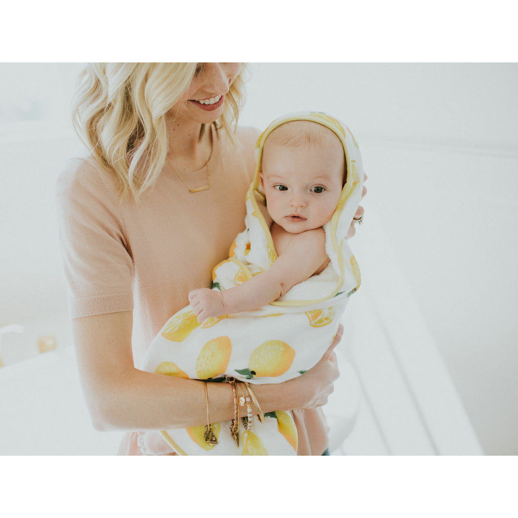 Little Unicorn Hooded Towel & Washcloth Set Lemon Age 0-3Y Unisex