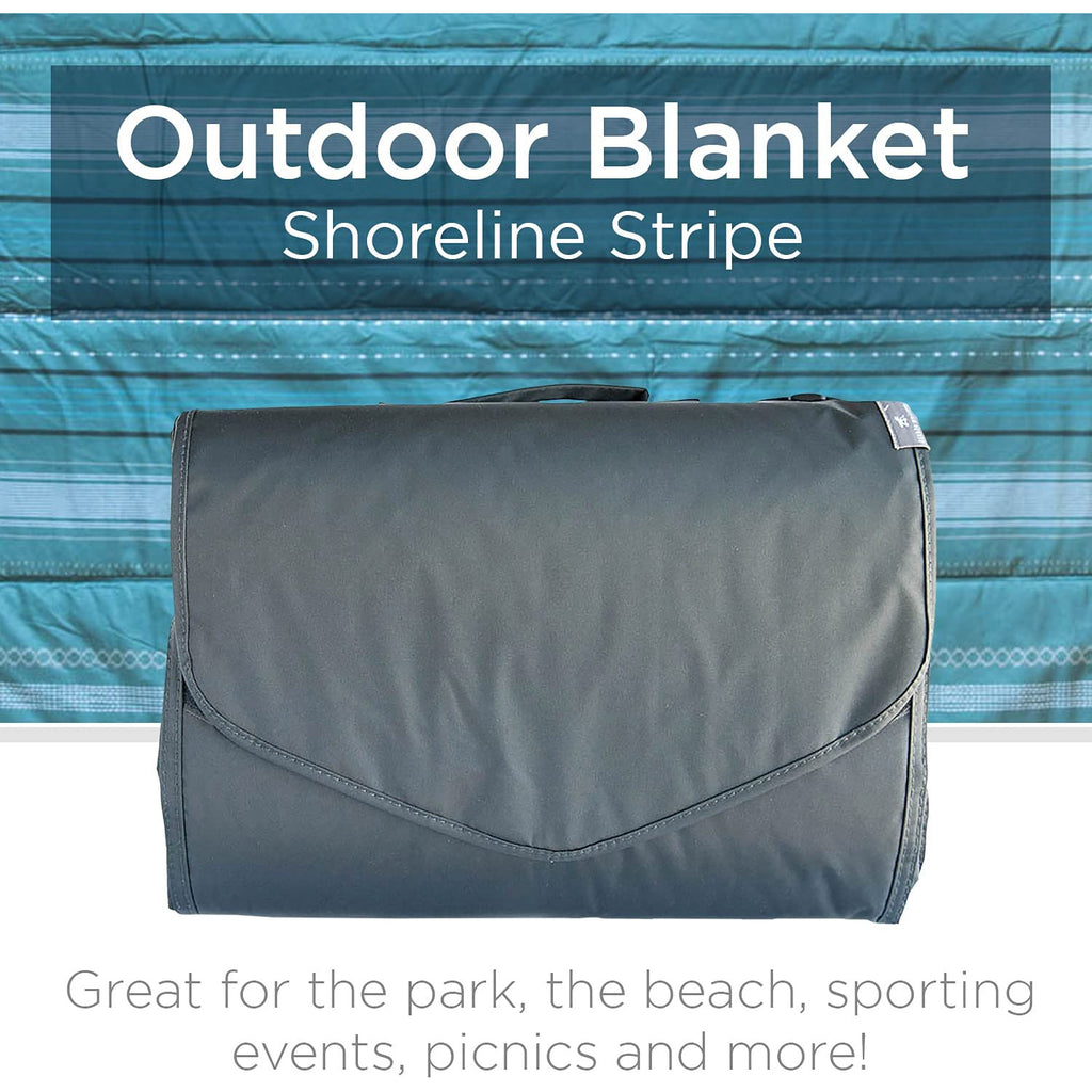 Little Unicorn Outdoor Blanket 5 x 7 Shoreline Stripe Multicolor Age- Newborn & Above