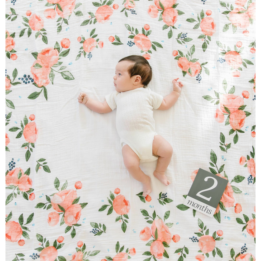 Little Unicorn Photo Blanket Watercolor Roses Age 0+ Girl