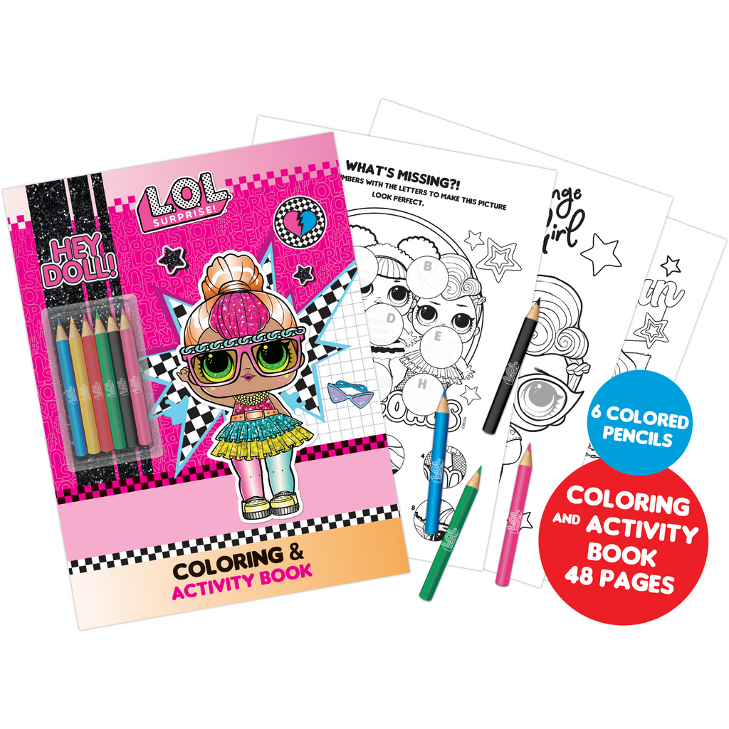 Lol Surprise! - A4 Coloring & Activiy Book with Colored Pencils Age-5 Years & Above