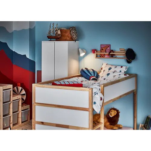 Kura Reversible Bed, White/Pine Age 6Y+