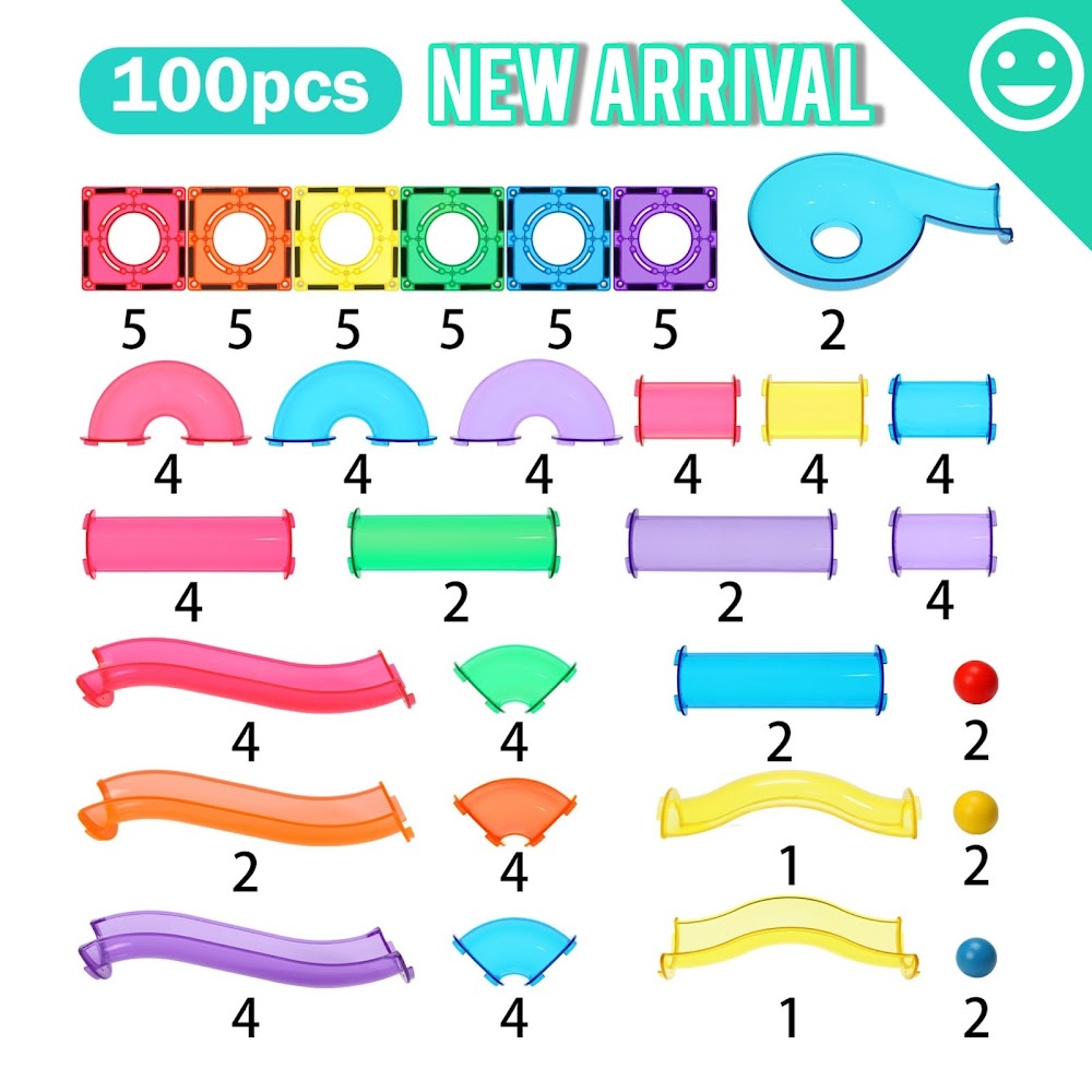 Pibi MNTL 100 Pieces Marble Run Toy Set（Classic） Age- 3 Years & Above