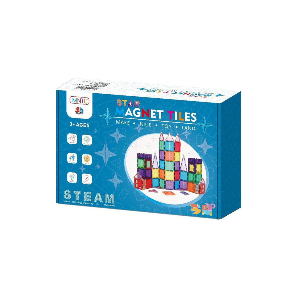 Pibi MNTL 72 Pieces Star Magnet Tile Toy Set (Pastel) Age- 3 Years & Above