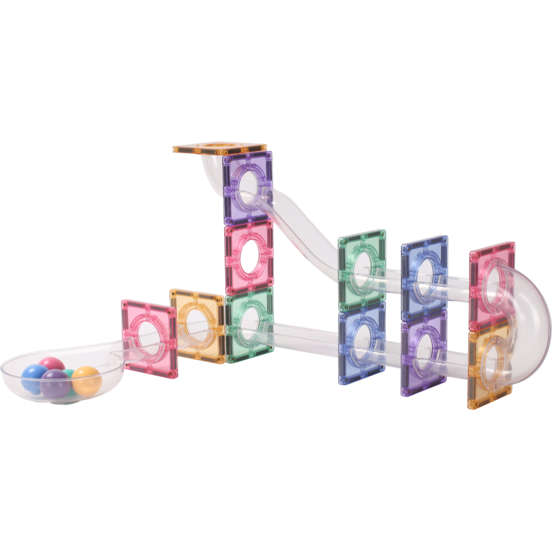 Pibi MNTL 80 Pieces Pastel Marble Run Toy Set with Transparent Tubes  Age- 3 Years & Above