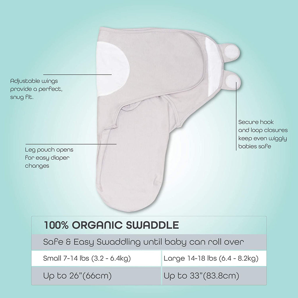 Moon Organic Swaddler Pack Of 2-Grey 2-4M/4-6M