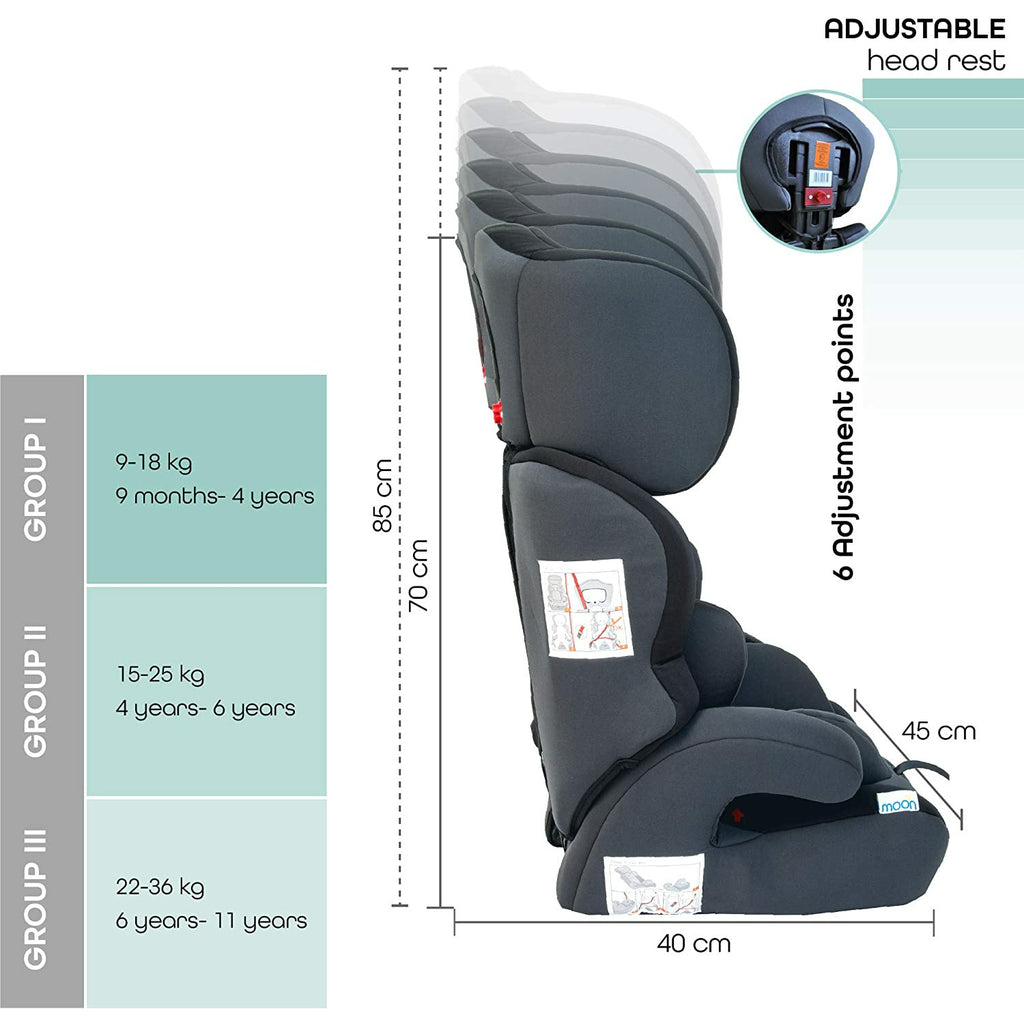 Moon Tolo - Car Seat Group (1,2,3) - Black 9M-12Y