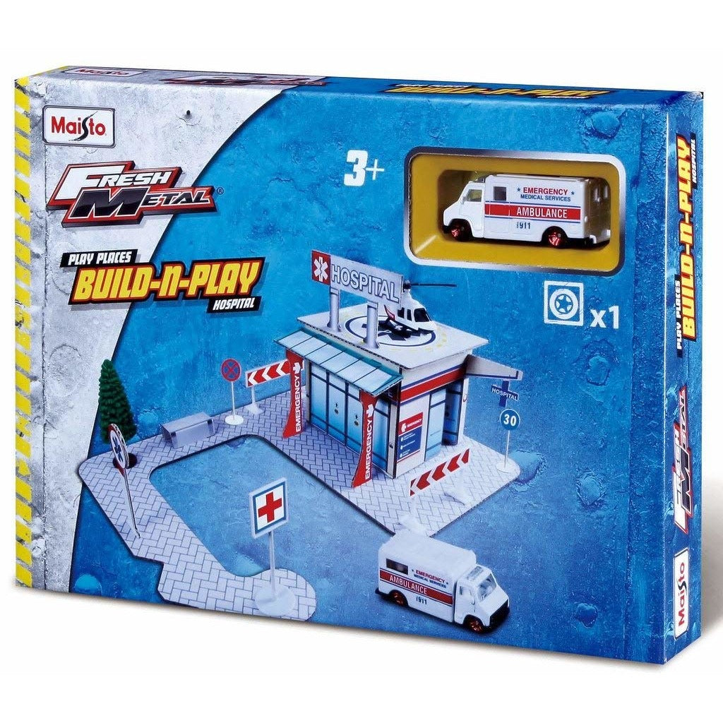 Maisto Play Set Build-N-Play Assorted: Police/Fire/Hospital/Restaurant Multicolor Age-3 Years & Above