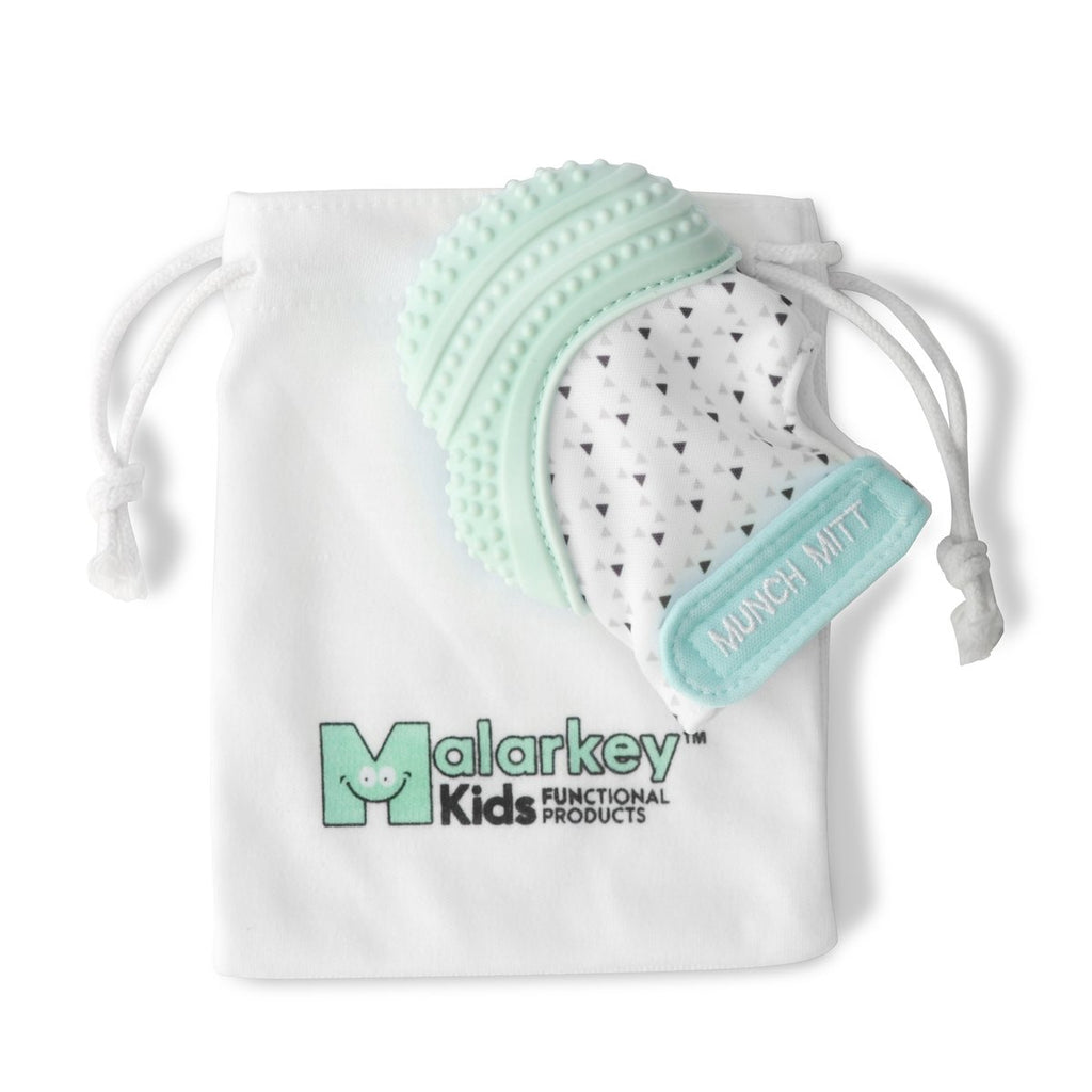 Munch Baby Munch Mitt - Triangles - Mint Green 3-7M