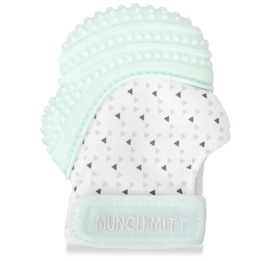 Munch Baby Munch Mitt - Triangles - Mint Green 3-7M