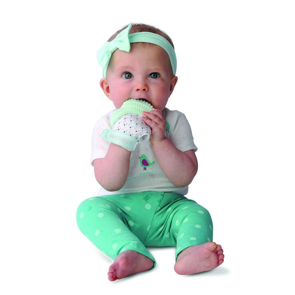 Munch Baby Munch Mitt - Triangles - Mint Green 3-7M