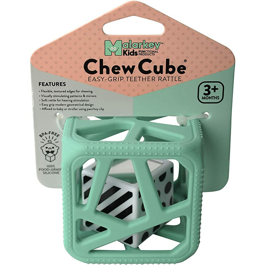 Munch Baby Chew Cube - Easy Grip Teether Rattle - Mint 3M+