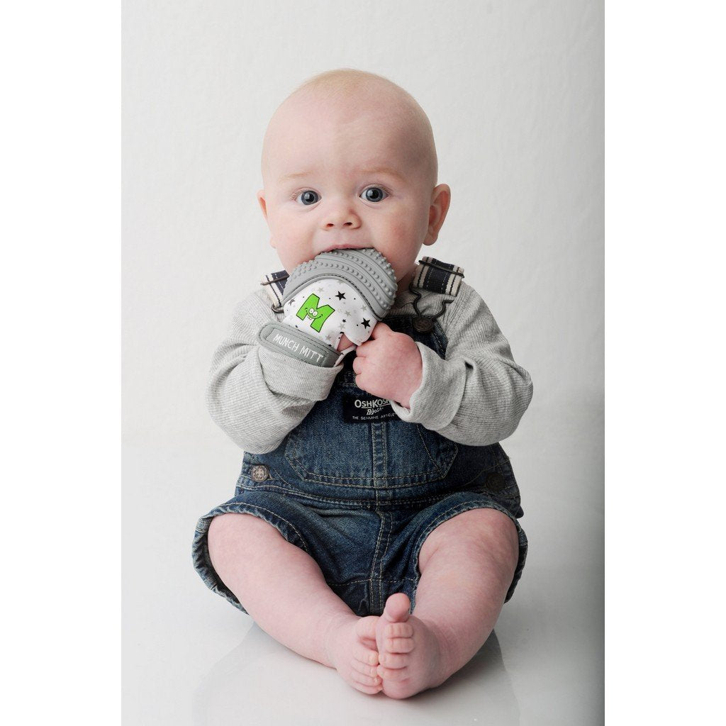 Munch Baby Munch Mitt -Stars - Grey 3-7M