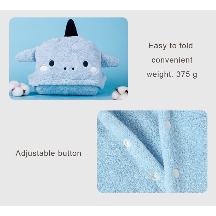 Mambobaby Bath Super Absorbent Towel With Cute Embroidered & Hooded Style Blue Age- Newborn & Above