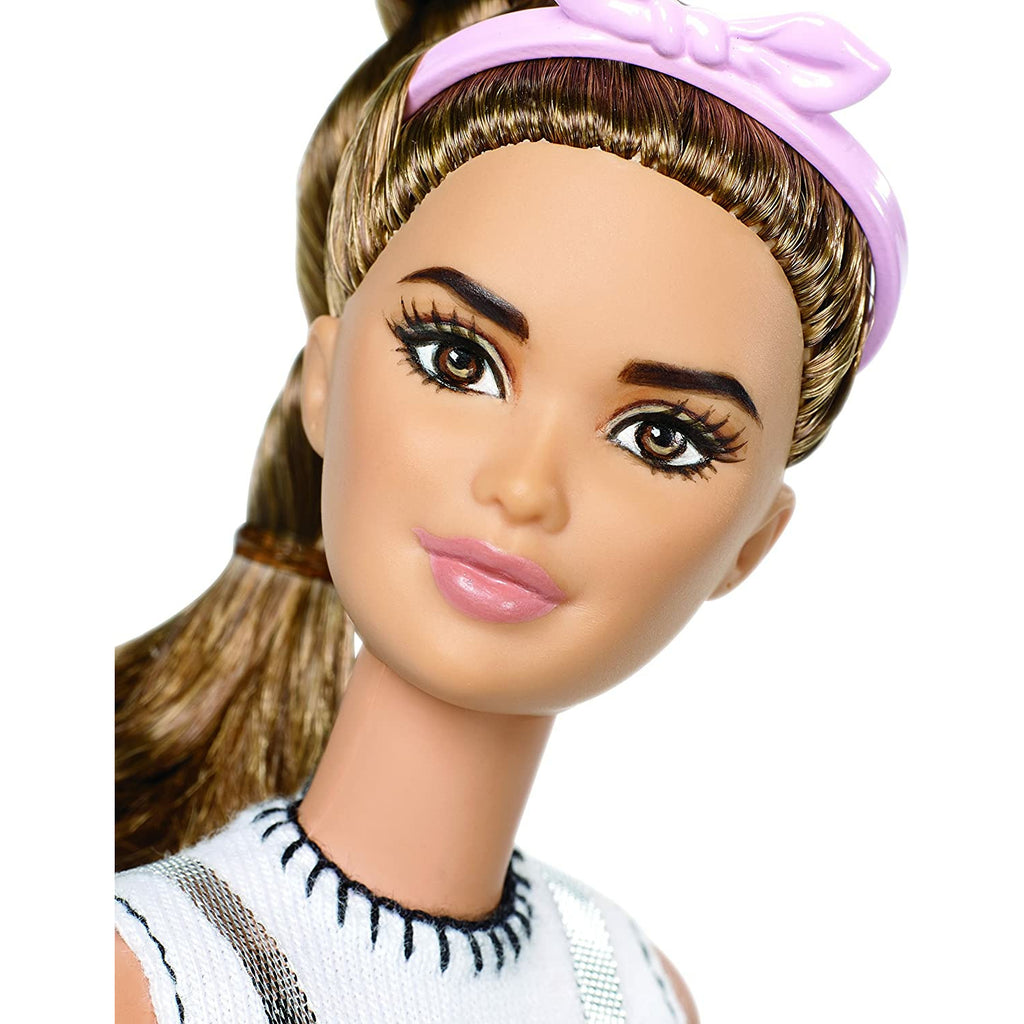 Mattel Barbie Fashionistas Doll with Metallic Denim Skirt Overalls 3Y+