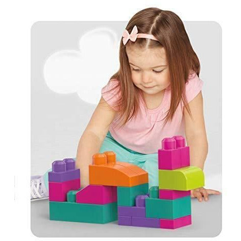 Mega Blocks Big Building Bag 60 Pieces Pink Age- 12 Months & Above