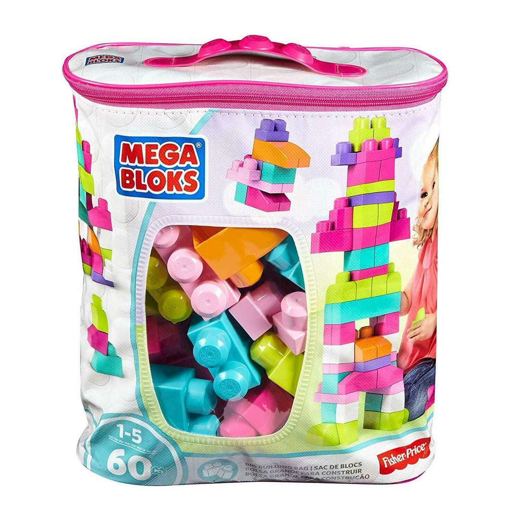 Mega Blocks Big Building Bag 60 Pieces Pink Age- 12 Months & Above
