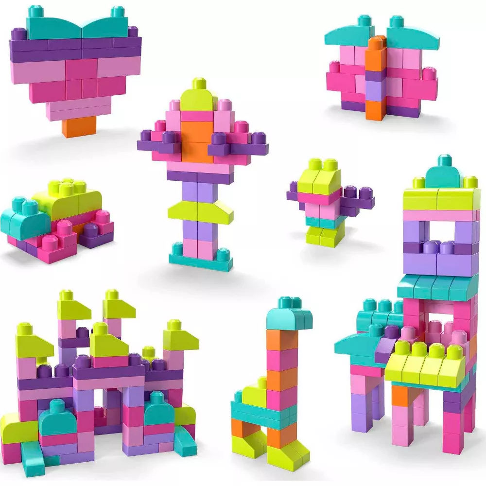 Mega Bloks First Builders Big Building Bag 80 Pieces Pink Age 12 Months Above Peekaboo
