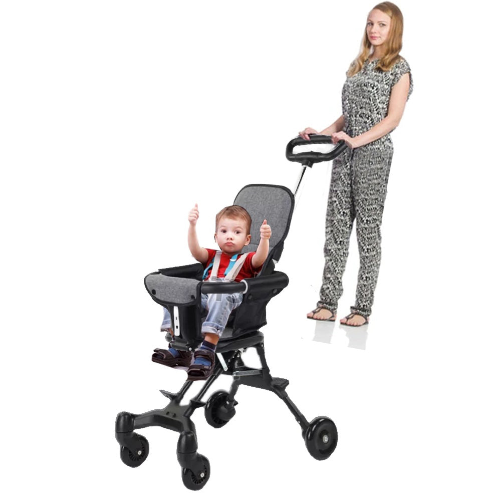 Megastar Magic Lightweight Black Foldable Baby Stroller Pram with Cushion Seat - Holds up to 20Kg Age- 6 Months & Above