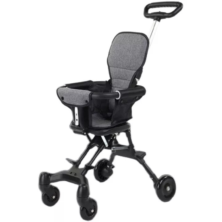 Megastar Magic Lightweight Black Foldable Baby Stroller Pram with Cushion Seat - Holds up to 20Kg Age- 6 Months & Above