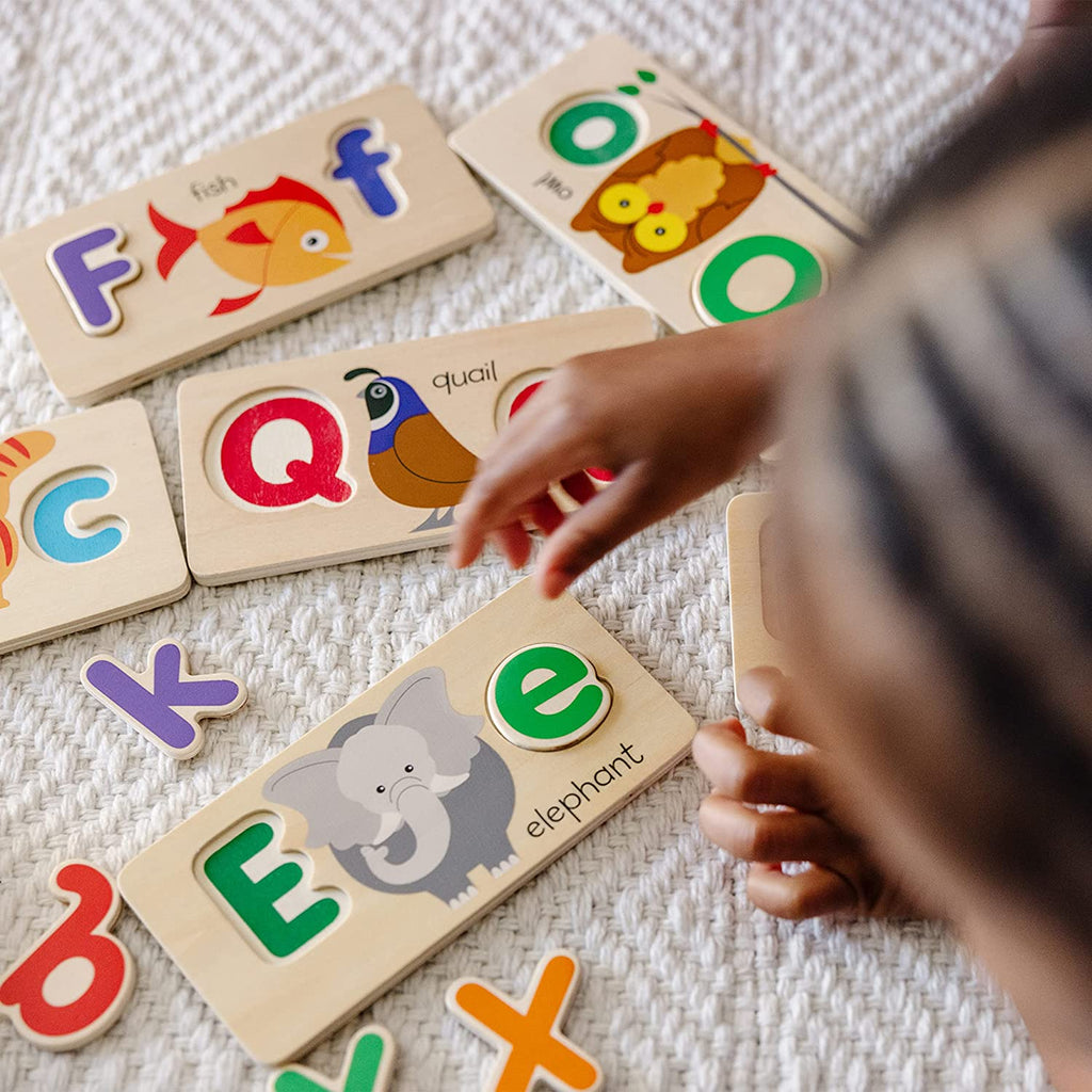 Melissa & Doug ABC Picture Boards With 13 Double-Sided Wooden Boards and 52 Letters Multicolor Age- 3 Years & Above