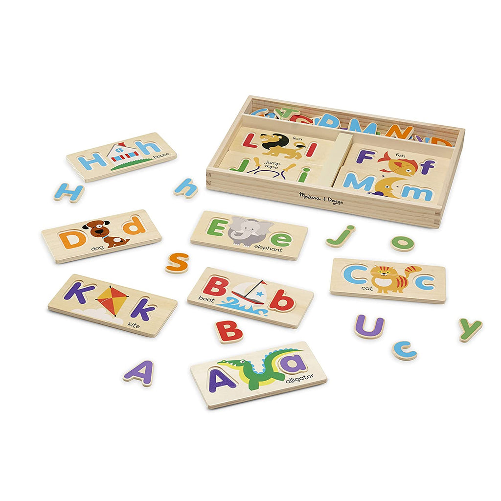 Melissa & Doug ABC Picture Boards With 13 Double-Sided Wooden Boards and 52 Letters Multicolor Age- 3 Years & Above