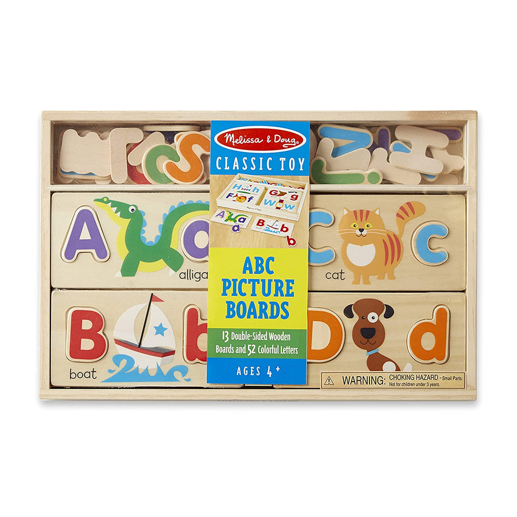 Melissa & Doug ABC Picture Boards With 13 Double-Sided Wooden Boards and 52 Letters Multicolor Age- 3 Years & Above