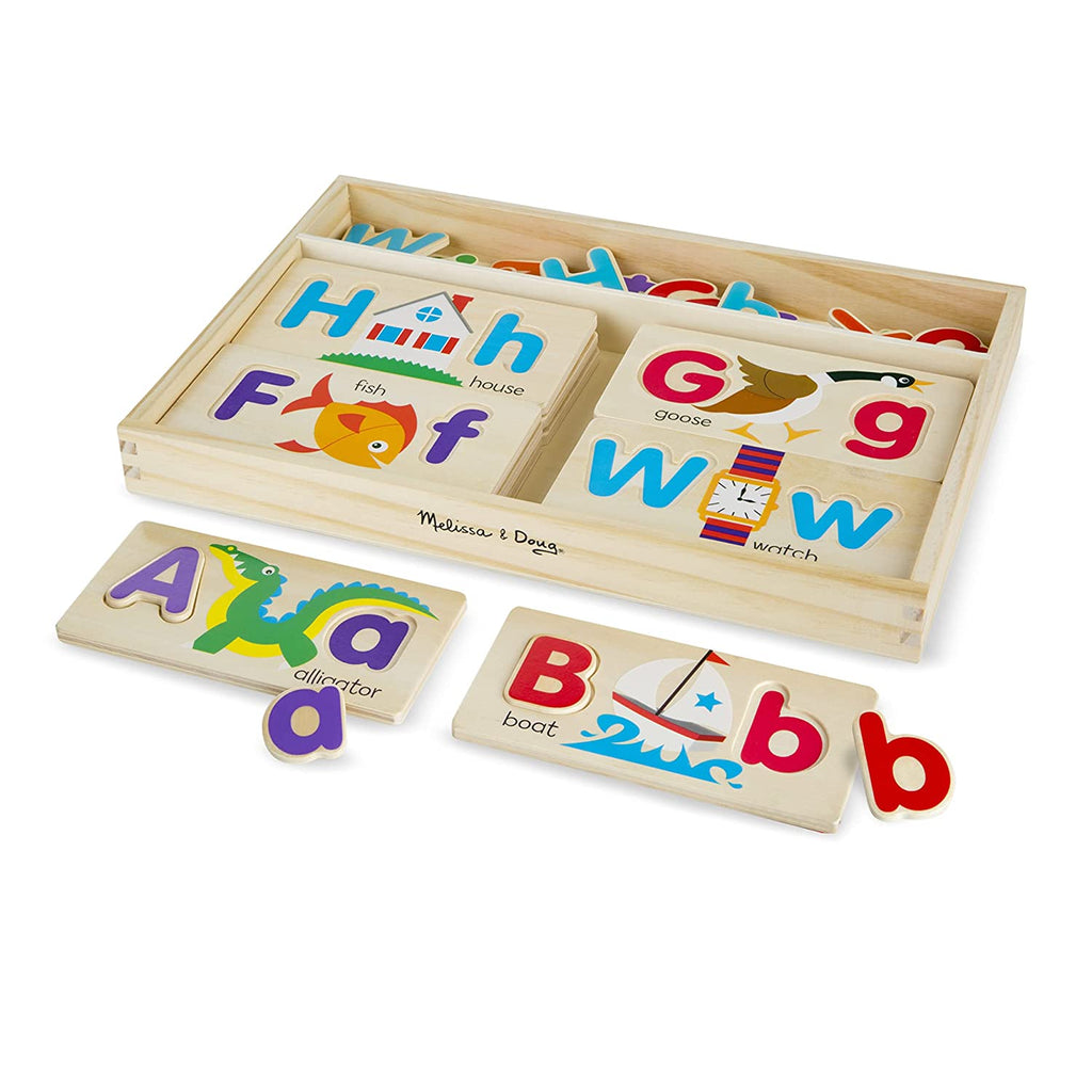 Melissa & Doug ABC Picture Boards With 13 Double-Sided Wooden Boards and 52 Letters Multicolor Age- 3 Years & Above