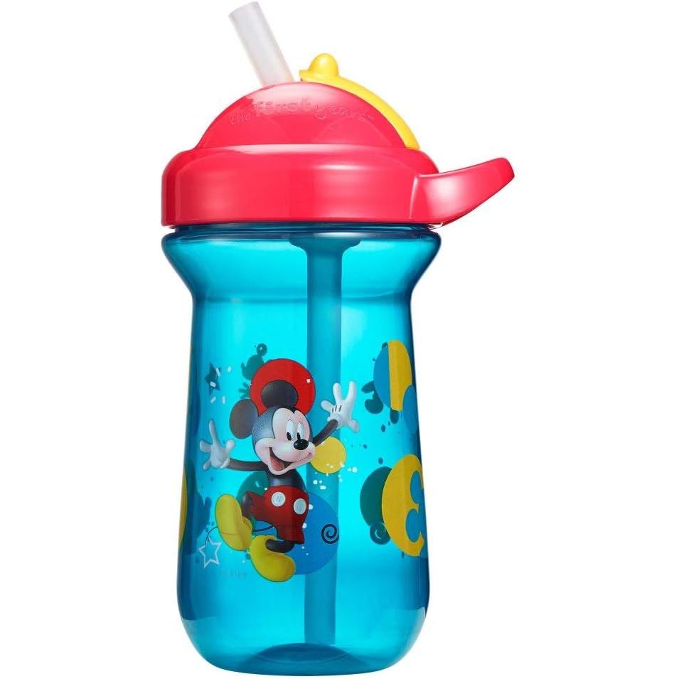 Mickey Flip Top Straw Cup Blue/Red Age  18 Months & Above