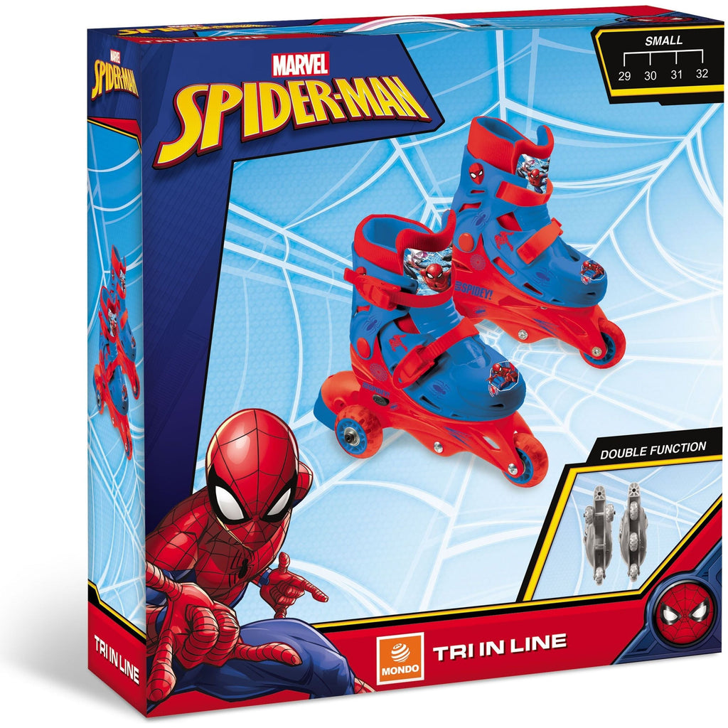 Mondo Spiderman Tri Inline 3 Wheels Adjustable Skates Blue Age- 2 Years & Above
