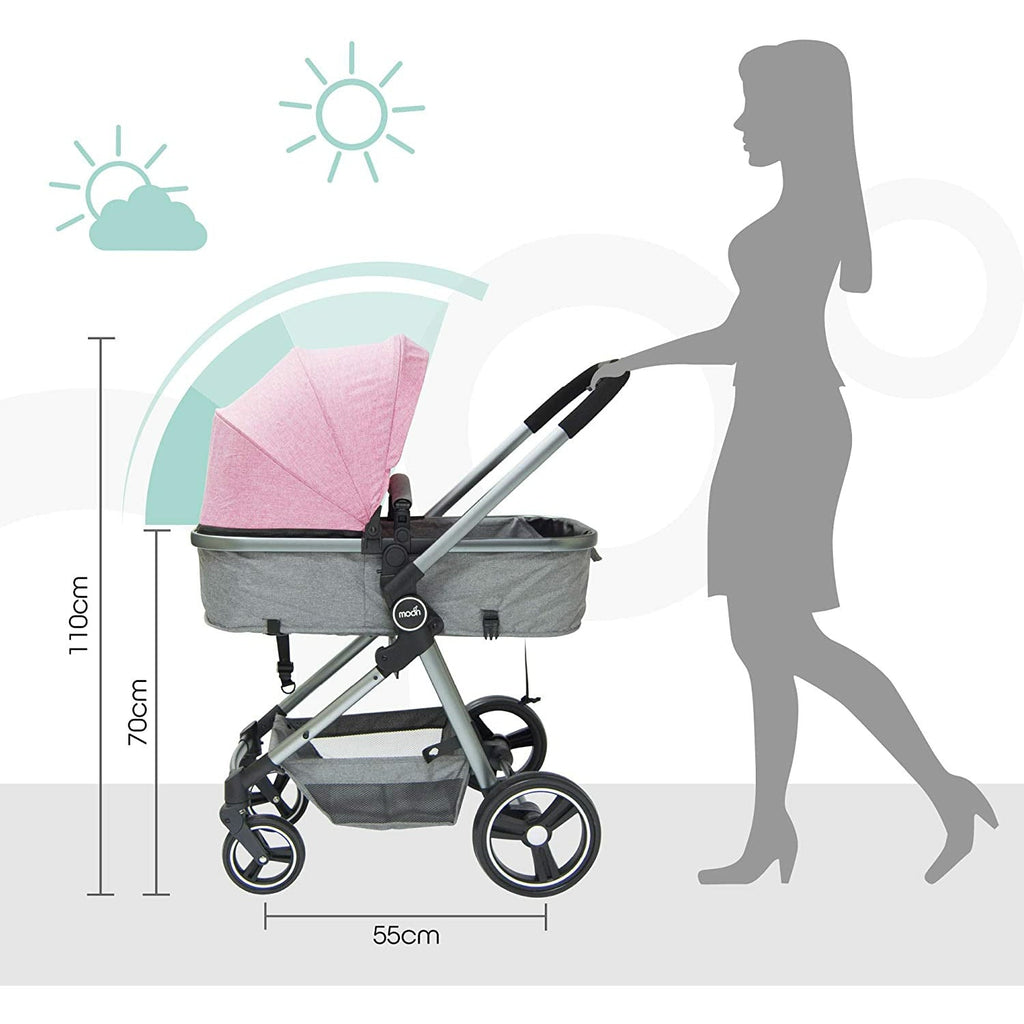 Moon Pro - 2 In 1 Stroller - Pink - Nb-Bs500 Age- 4 Months to 24 Months