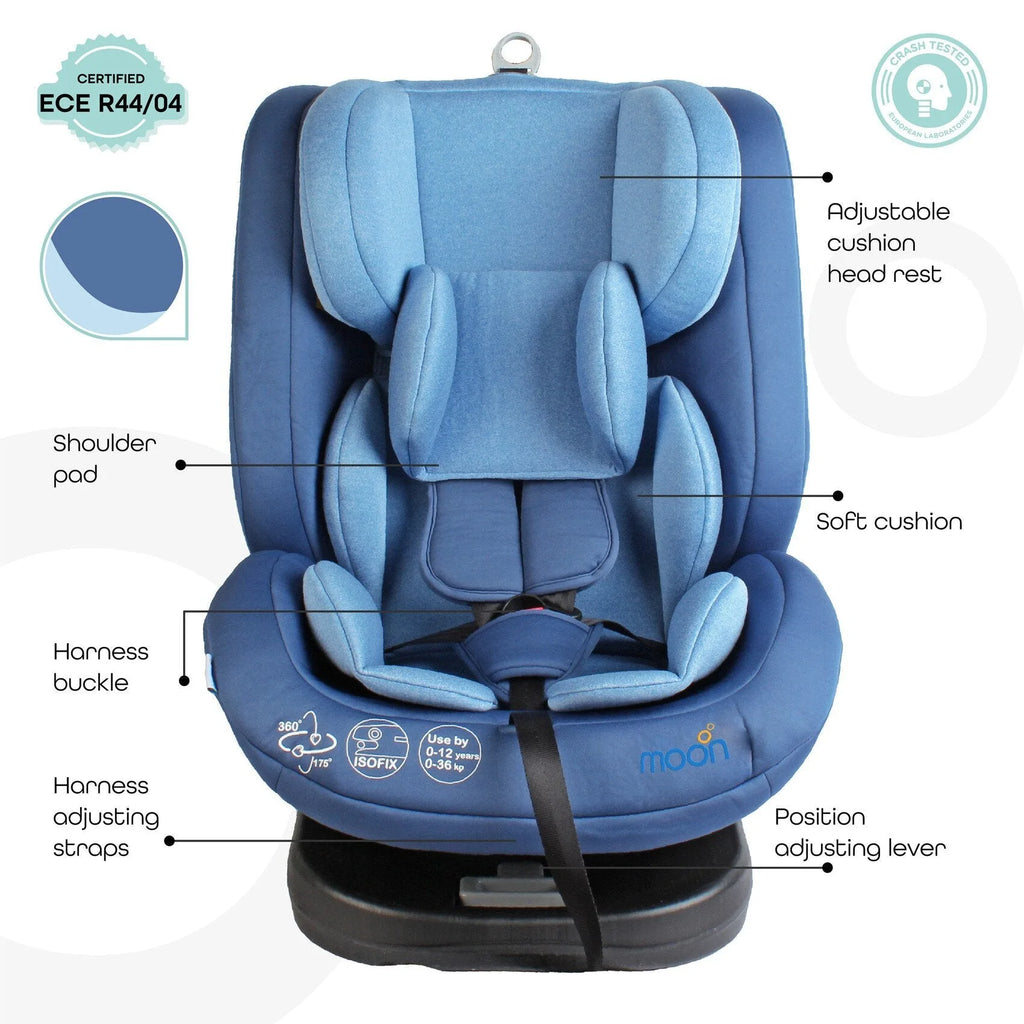 Moon Rover Car Seat- Group: (0+, 1,2,3) - Blue Age- Newborn to 12 Years