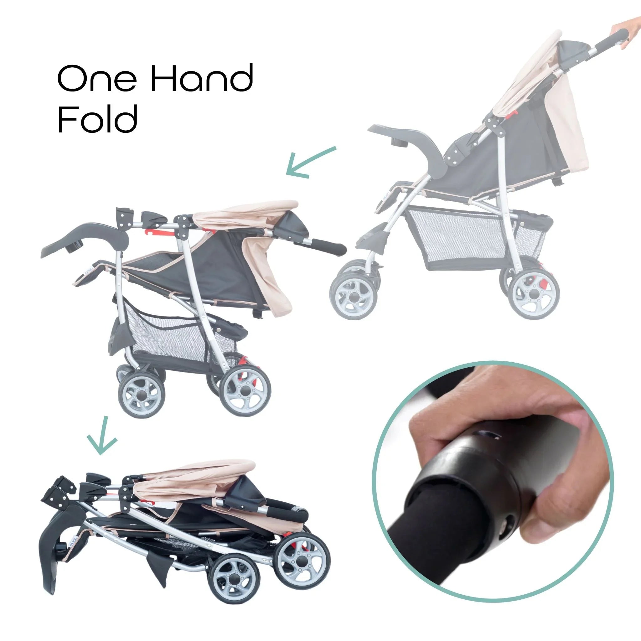 one hand fold umbrella stroller Moon Trek - One Fold Stroller - Beige Age-Newborn & Above