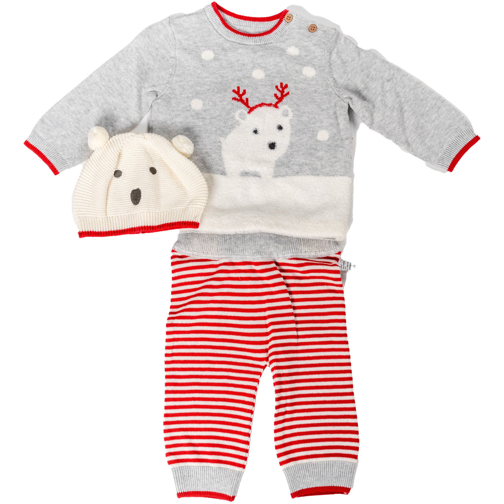 Mothercare Festive Candy Girl Set of 3 Grey Marl D977 Age- 3 Months to 12 Months