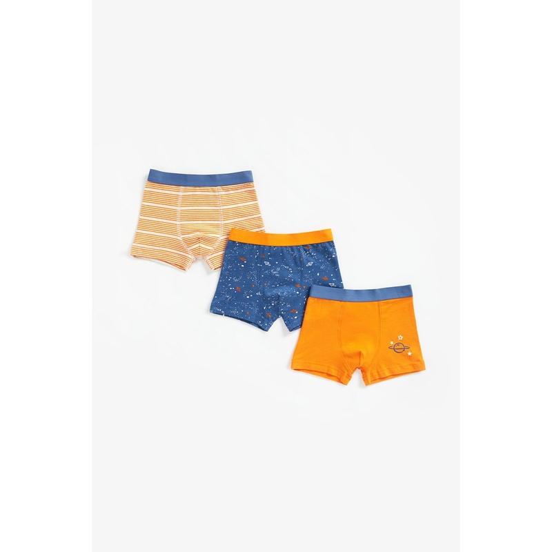 Mothercare Galaxy Trunk Briefs - 3 Pack Blue/Orange Boy
