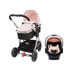 Mothercare Journey 4 Wheel Pushchair Stroller Chrome/Blush Age- Newborn & Above (Holds upto 15 kgs)