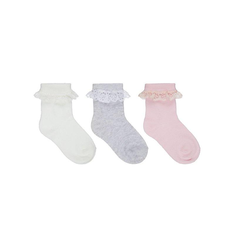 Mothercare Lace Frill Socks - 3 Pack Multicolor Girl