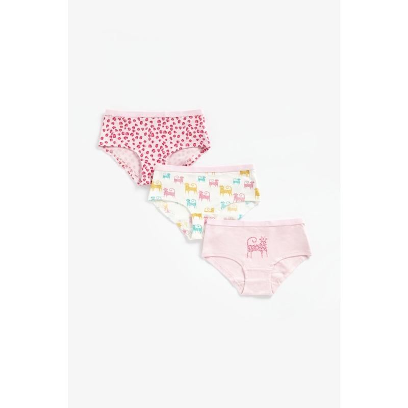 Mothercare Leopard Hipster Briefs - 3 Pack Pink/White Girl