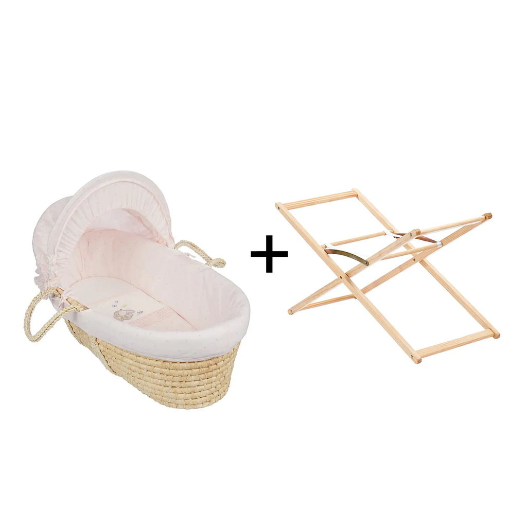 Mothercare Moses Basket Spring Flower Pink Age- Newborn & Above (Holds upto 9 Kgs)