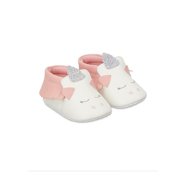 Mothercare Pre Walker Baby Girl Shoes Unicorn White/Pink Age- Months to 18 Months