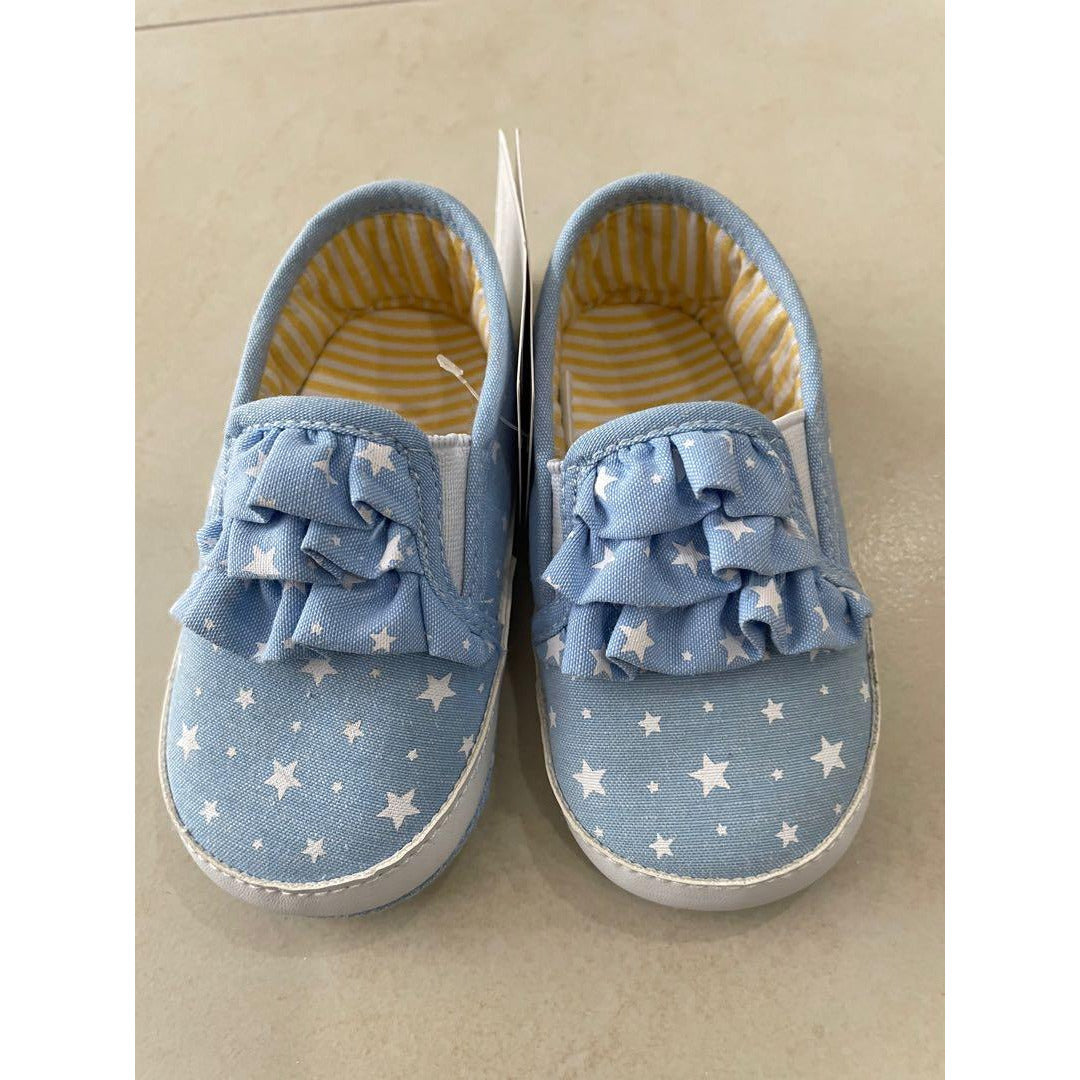 Mothercare Pre Walker Baby Girl Star Denim Shoes Age- 9 Months to 18 Months - Peekaboo