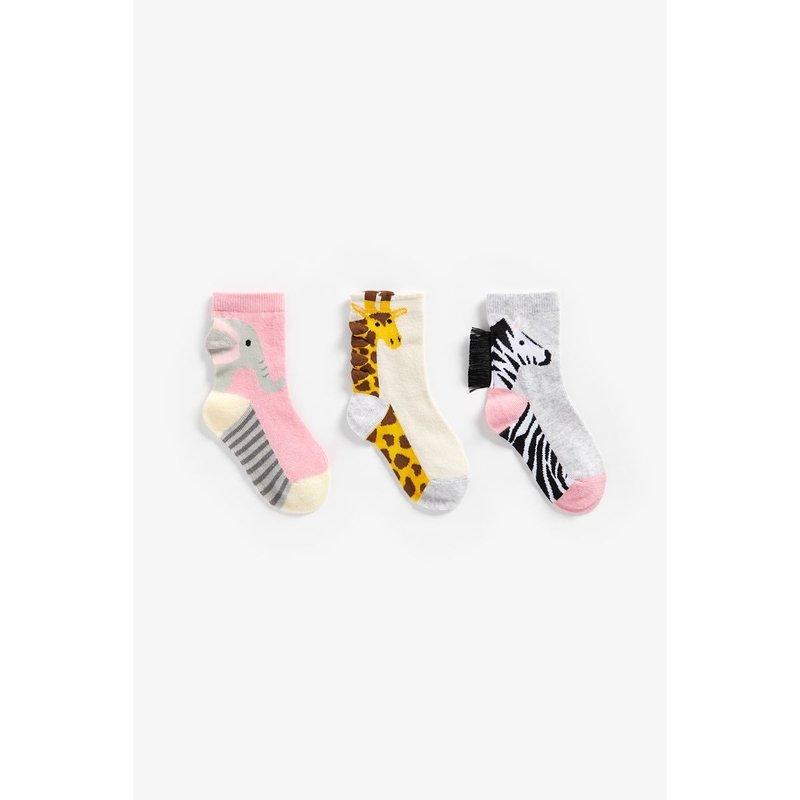 Mothercare Safari Socks - 3 Pack Multicolor Girl
