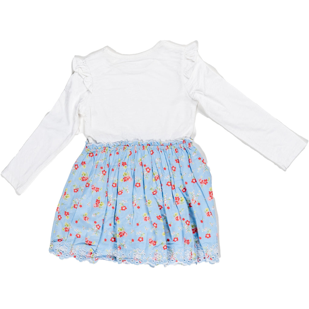Mothercare Street Party Dress White/Blue Floral E799 Age- 6 Months to 5 Years