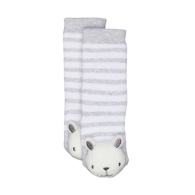 Mothercare Teddy Rattle Socks Grey/White Unisex