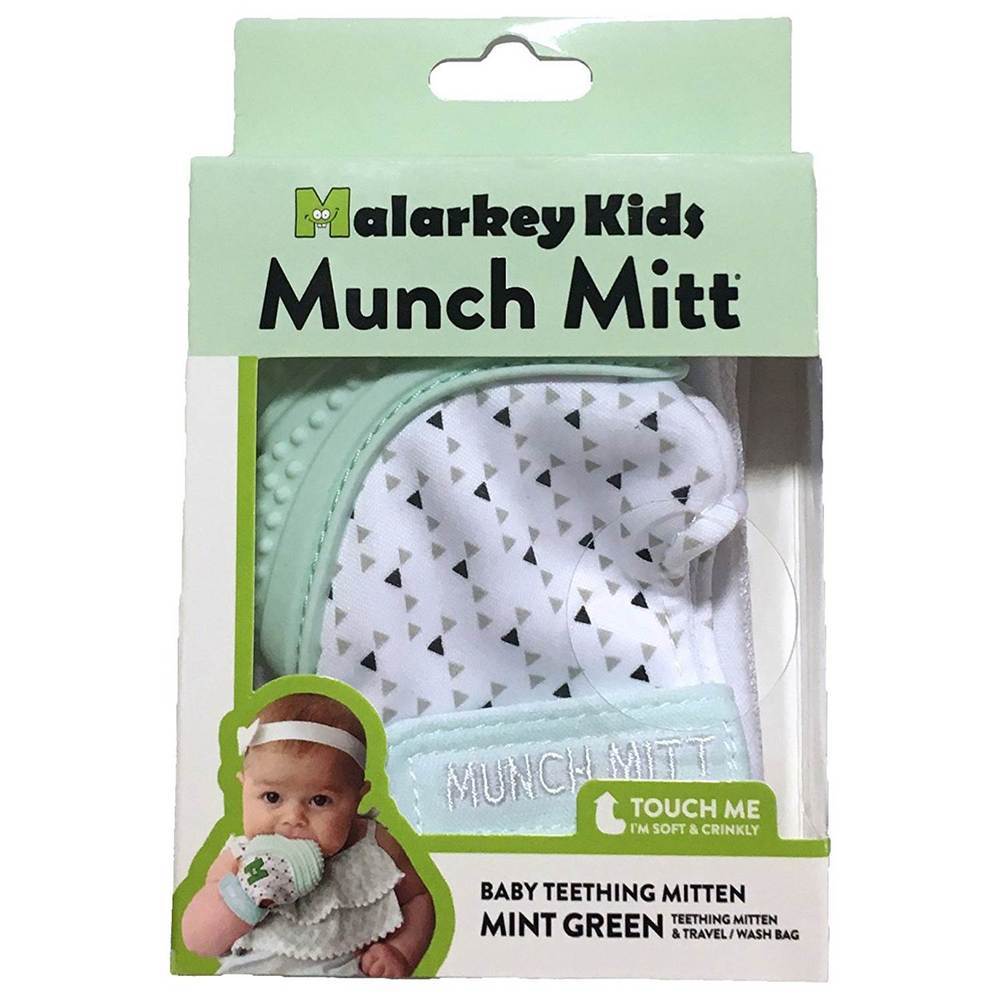 Munch Baby Munch Mitt - Triangles - Mint Green 3-7M