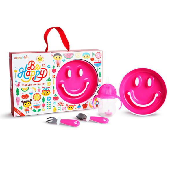 Munchkin - Be Happy Toddler Dining Set - Pink Age 18M+