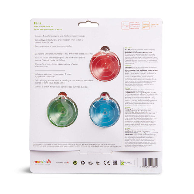 Munchkin Falls Bath Scoop and Pour Cup Set with Suction Multicolor Age- 12 Months & Above