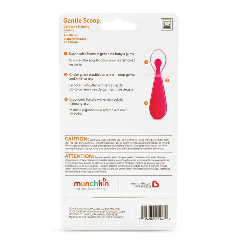 Munchkin Gentle Scoop Silicone Training Spoons Pack of 2 Multicolor Age-6 Months & Above