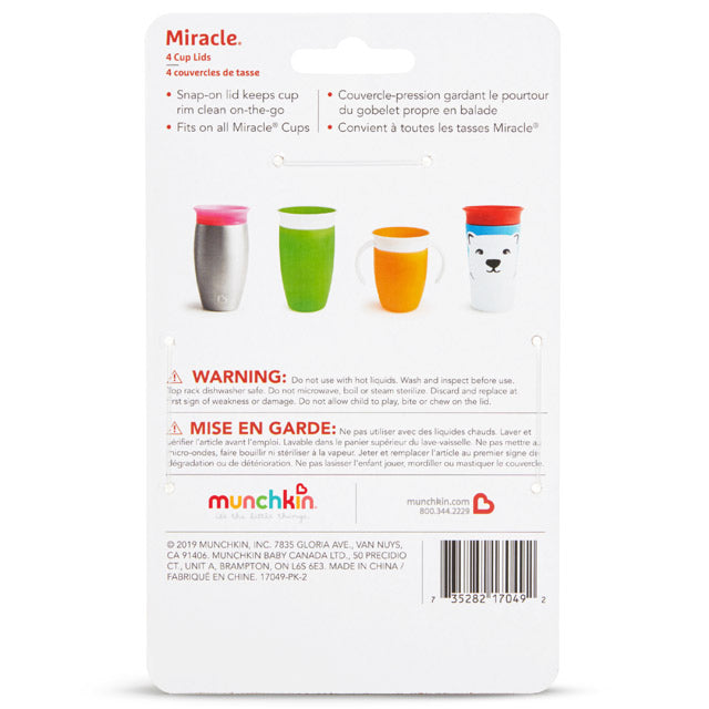 Munchkin Miracle 360 Cup Lids Pack of 4 Multicolor Age- 12 Months & Above